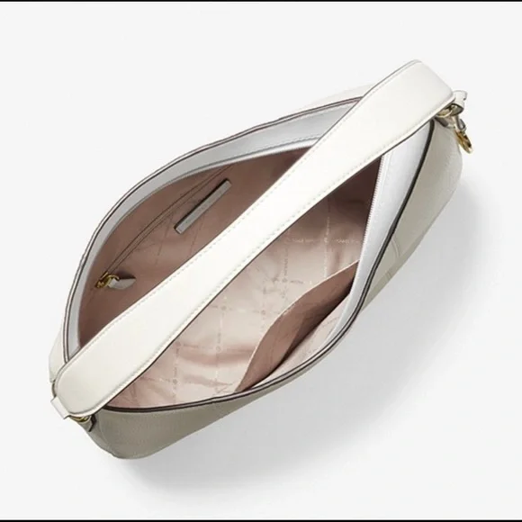 Michael Kors Brooke Large Hobo Shoulder Bag Ivory Leather - Picture 3 of 7